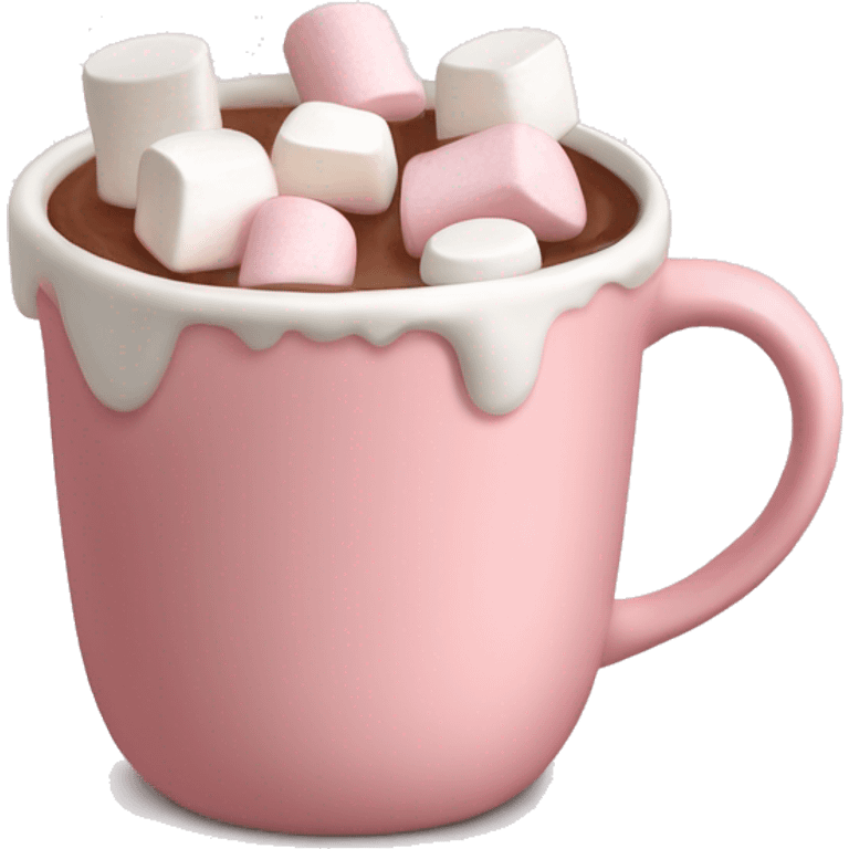 Light Pink mug of hot chocolate with marshmallows  emoji