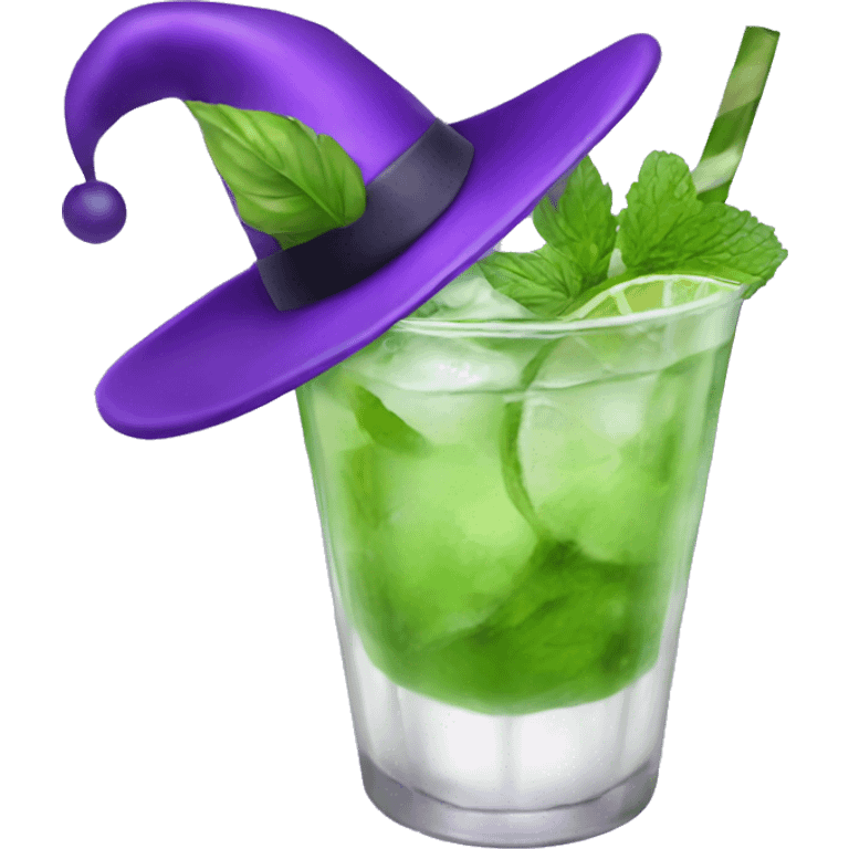 Mojito with purple witch hat emoji