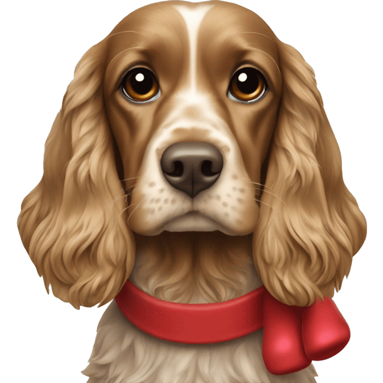 English cocker spaniel wearing christmas outfit emoji