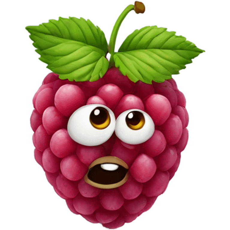 raspberry with eyes and a flower in its head emoji