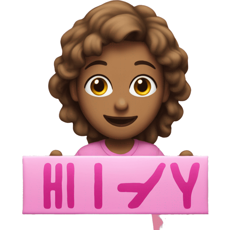 a pink sign that reads “hi izzy”  emoji