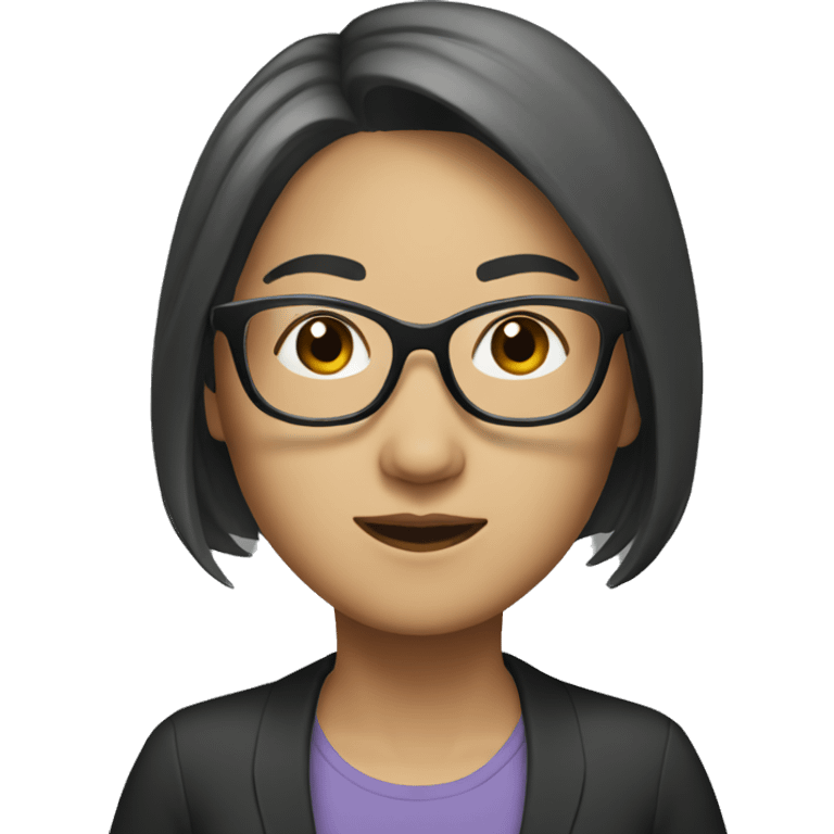 Asian women, with medium hair and glasses emoji