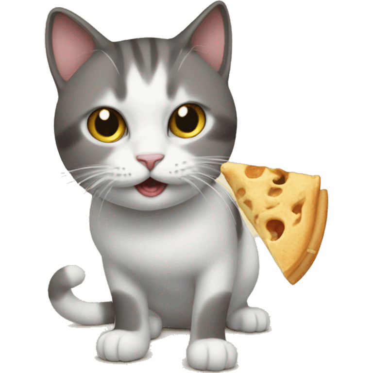 A cat was a eating  emoji