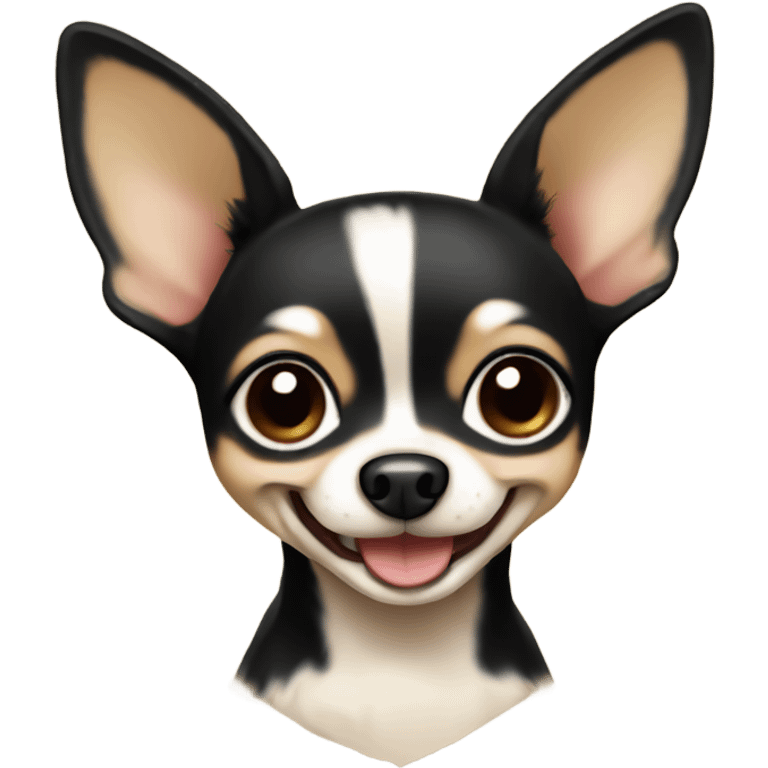 Cute Black and beige cartoon chihuahua smiling emoji