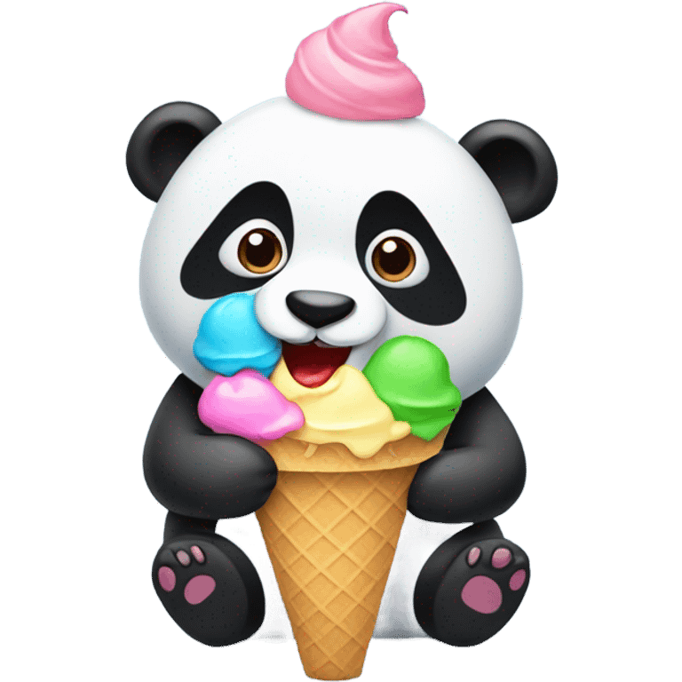 Panda eating ice cream emoji