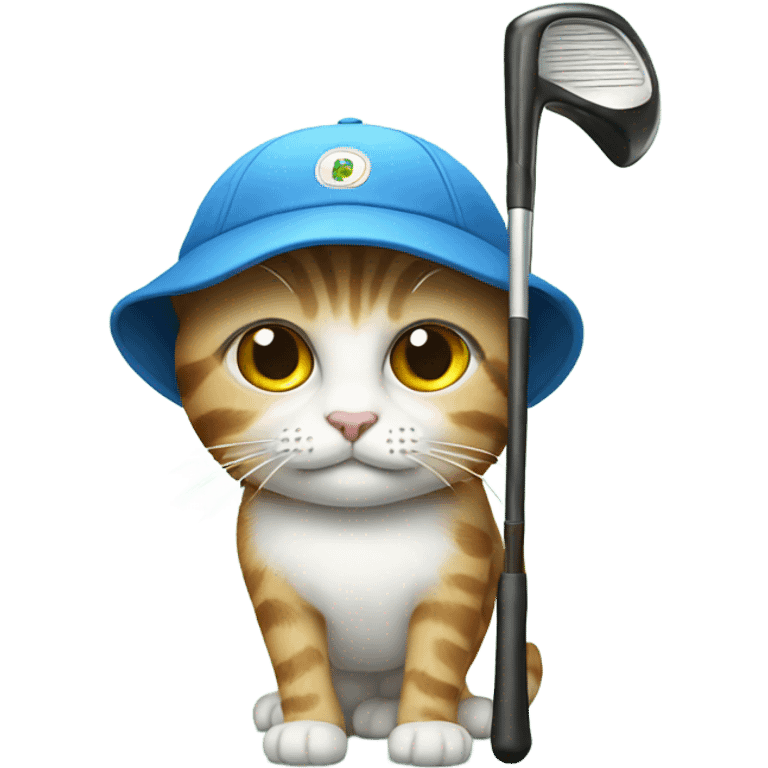 Cat wearing a cap with golf club emoji