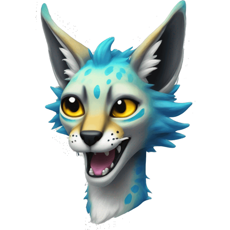 Epic Edgy Colorful ethereal eldritch Sergal-Serval-Fionbri emoji