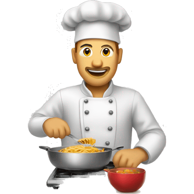 Homme qui cuisine en écoutant la radio emoji