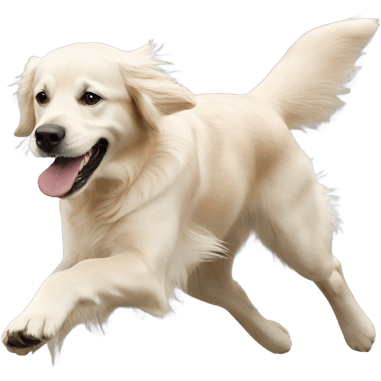 white golden retriever chasing its own tail emoji