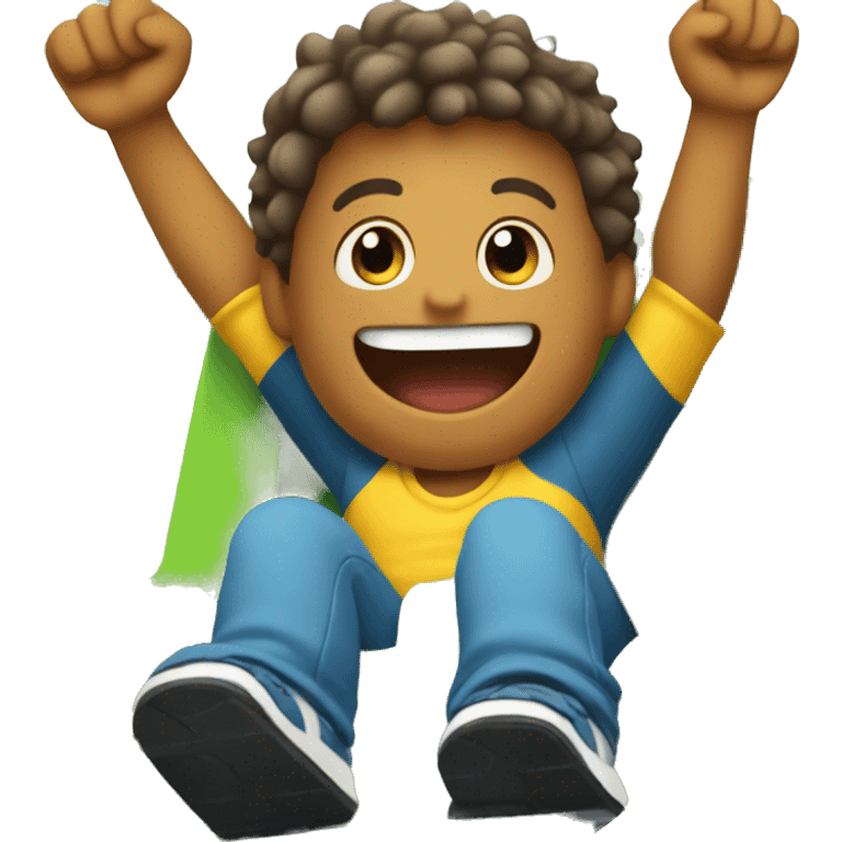 boy on a roller coaster with arms up emoji