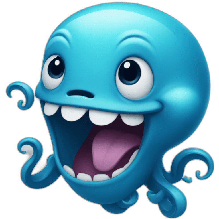 cute blue kraken laugh emoji