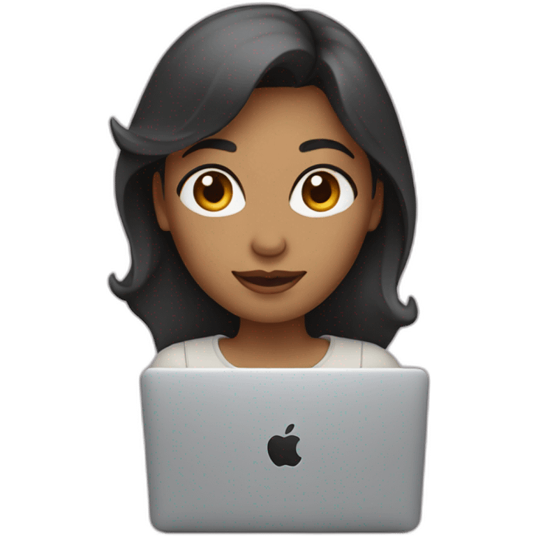 Mujer joven con MacBook  emoji