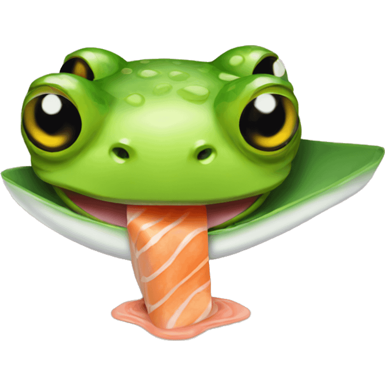 Frog tongue getting sushi emoji