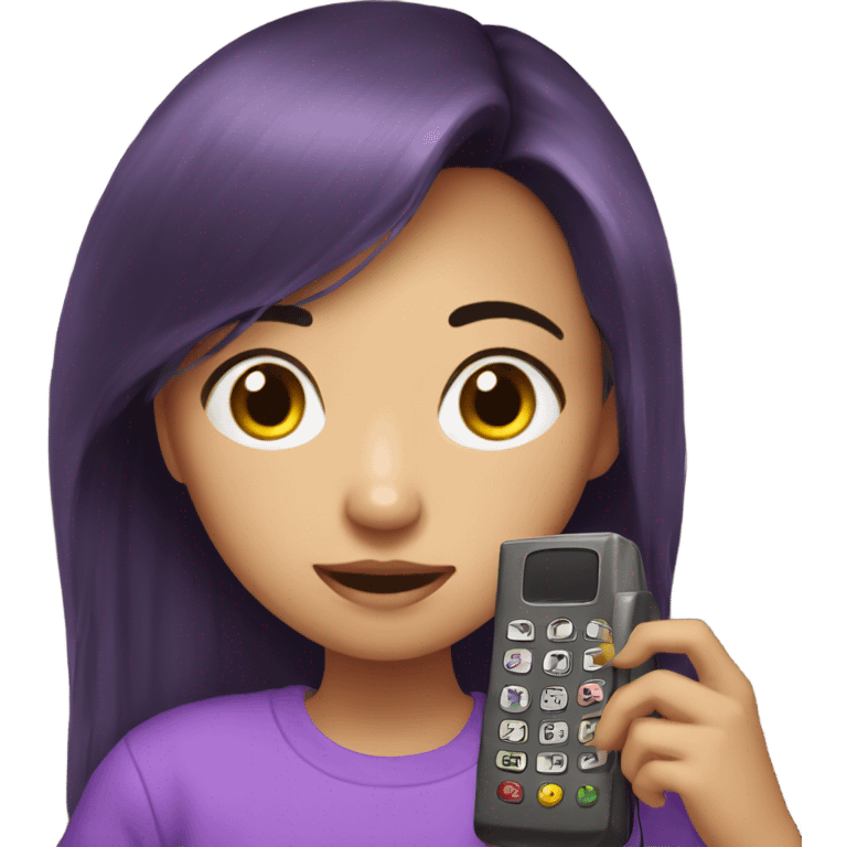 a corean girl using a purple phone inside of her house emoji