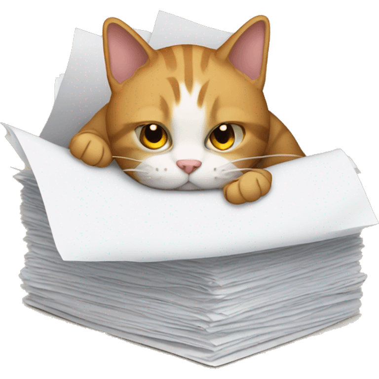 cat buried in paperwork emoji