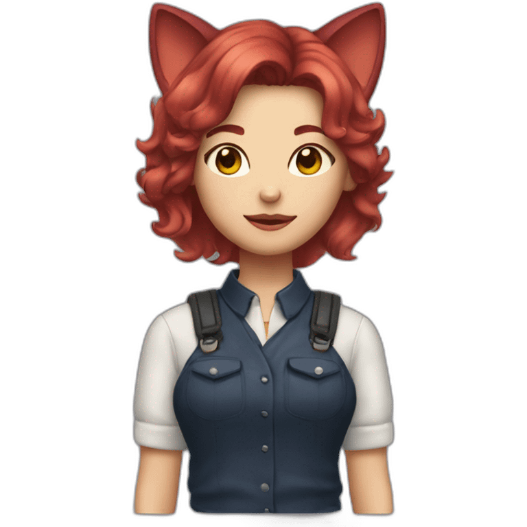 A tomboy girl with wine hair colour wearing cat’s ears  emoji