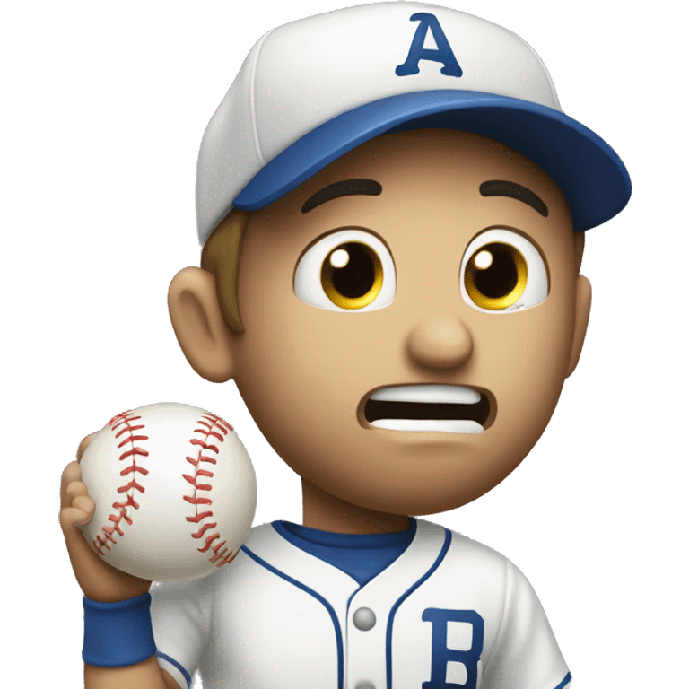 Embarrassed baseball player dropping ball emoji