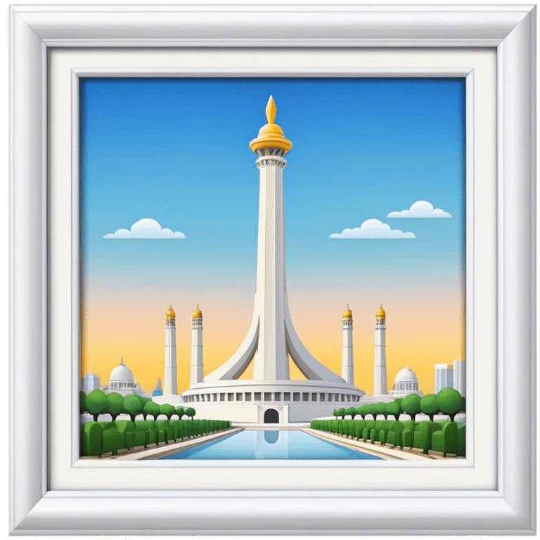 Cinematic Realistic Monas Landmark Emoji, depicted as the iconic National Monument rendered with crisp architectural detail and dynamic, urban lighting. emoji