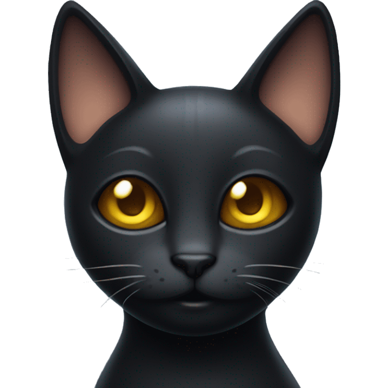 Black cat , face only, with a smirk on his face, with halo around cat’s head emoji