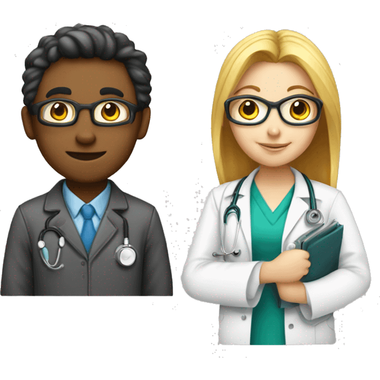 Engineer student boy and doctor student girl  emoji