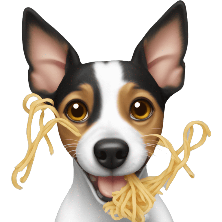 Rat terrier eating spaghetti emoji