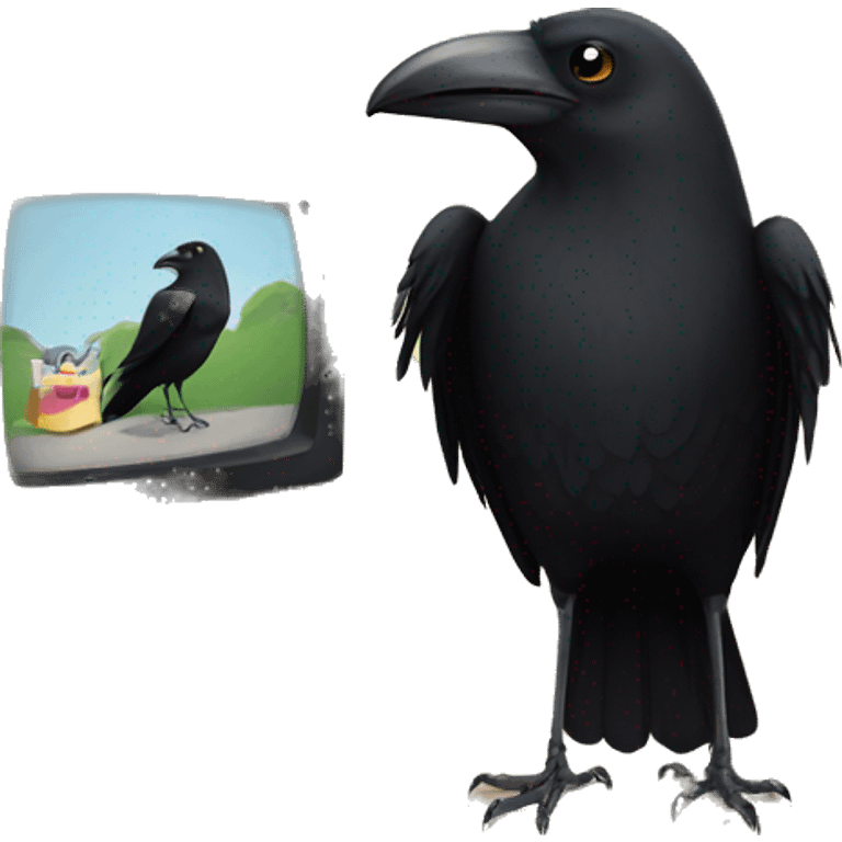 Crow watching tv emoji