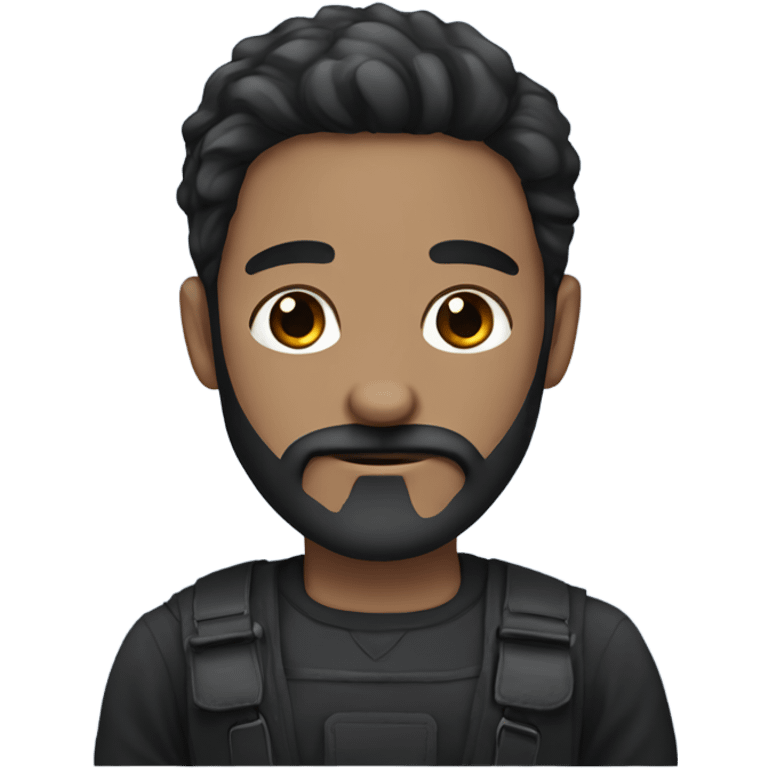 Blue eyed Dark haired man with beard and mustache holding black Labrador  emoji