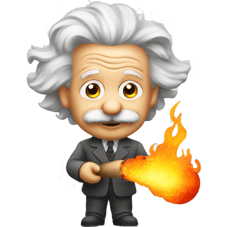 albert einstein holding fire emoji