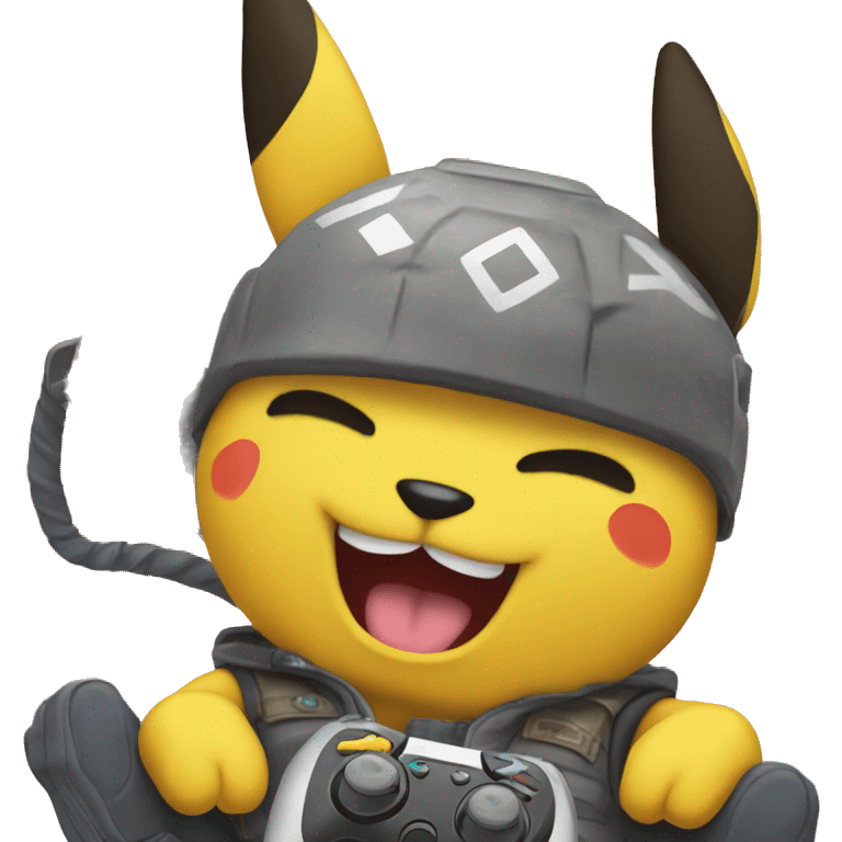 Pickachu playing video game emoji