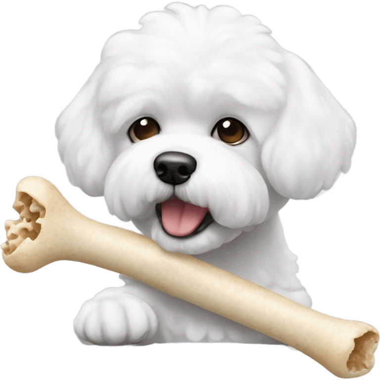 Bichon dog eating a bone emoji