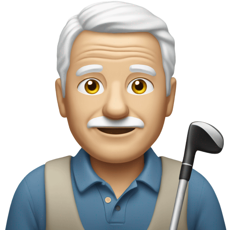 Elderly white male no facial hair playing golf emoji