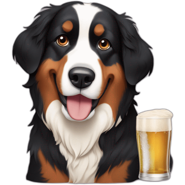 bernese dog eating almonds an drinking beer emoji