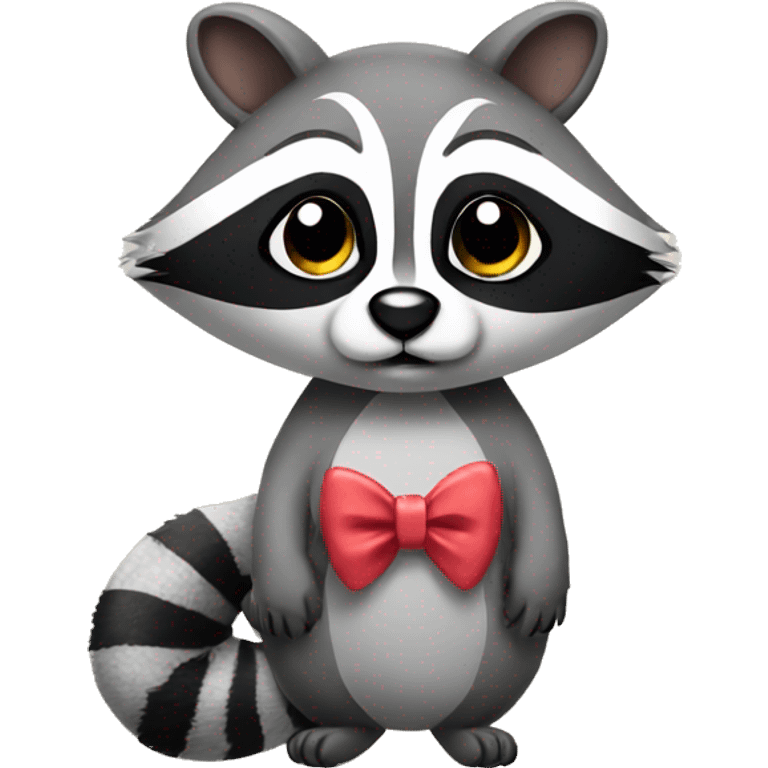 raccoon with a bow and long eyelashes emoji