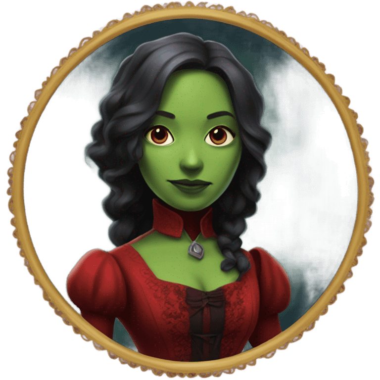 gamora in Victorian dress elegant red full body  emoji