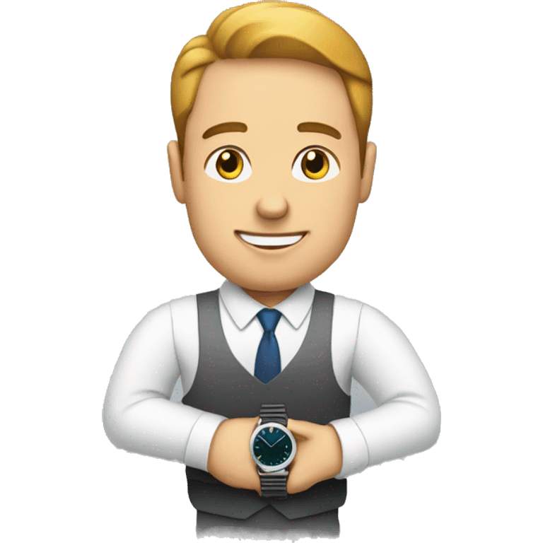 Businessman checking the time on his watch emoji