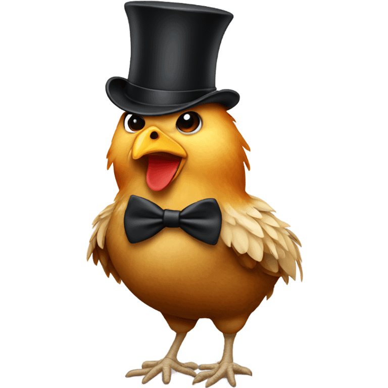 Chicken wearing top hat emoji