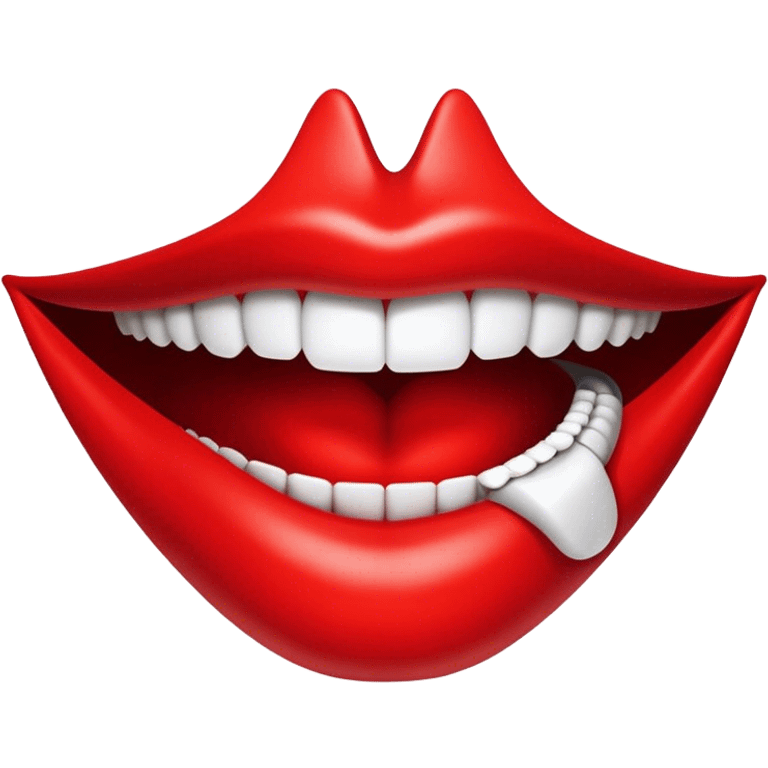 A huge mouth designed with computer graphics, featuring a digital effect emoji