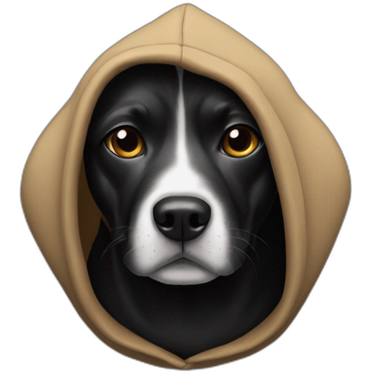 Dog wearing black hoodie  emoji