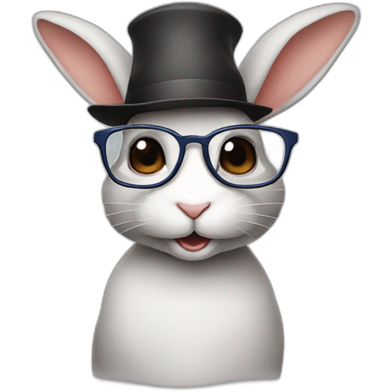 Rabbit wearing a hat and glasses emoji