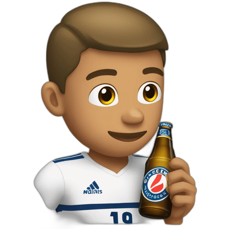 Mbappe buvant une bière emoji