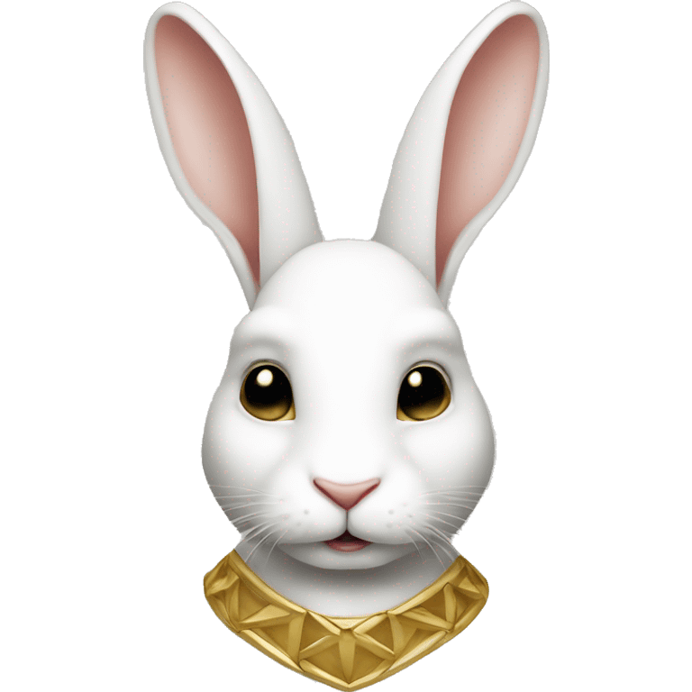 white rabbite face, luxury style, gold border emoji