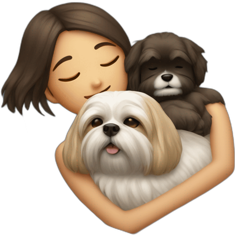 Human girl and shih dog sleeping on couch emoji