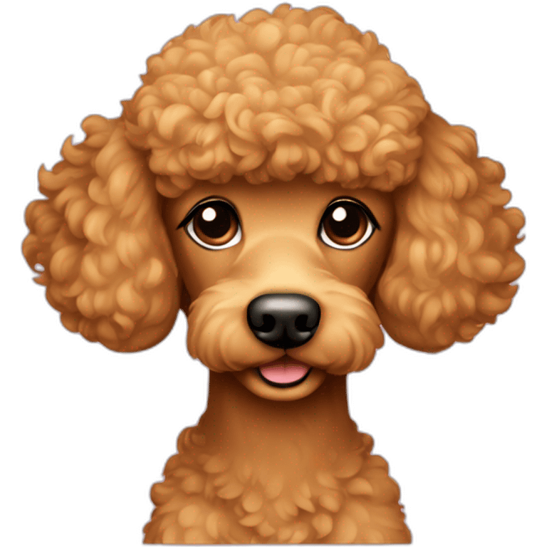 Light brown poodle with a backpad emoji