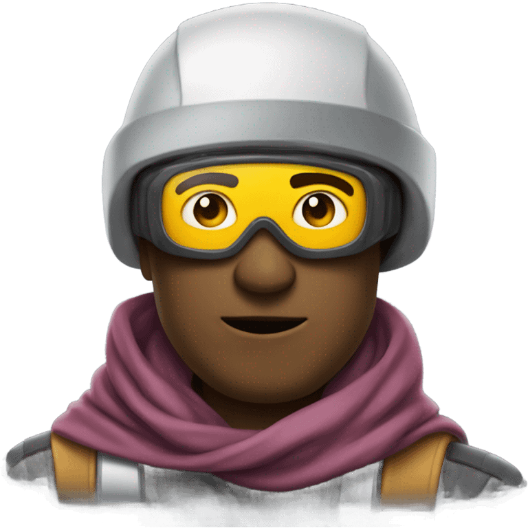 Man with goggles, scarf & helmet emoji