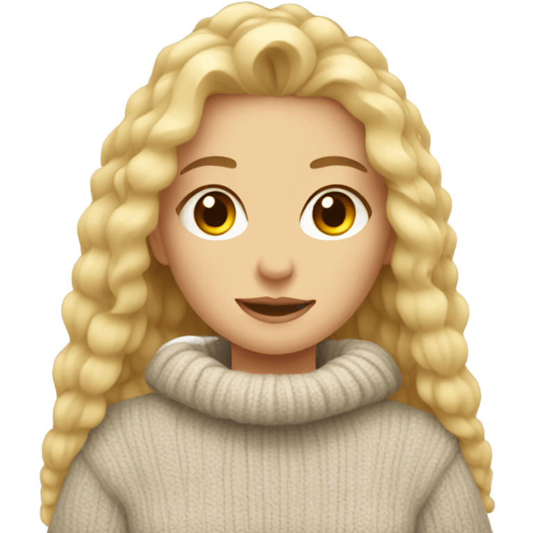 blonde girl in cozy sweater cartoon emoji