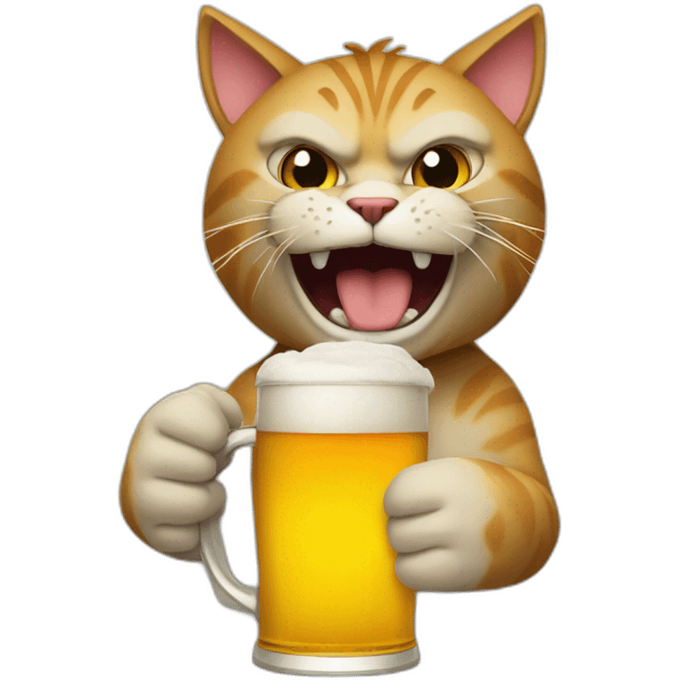 angry cat grabbing a cup of beer emoji