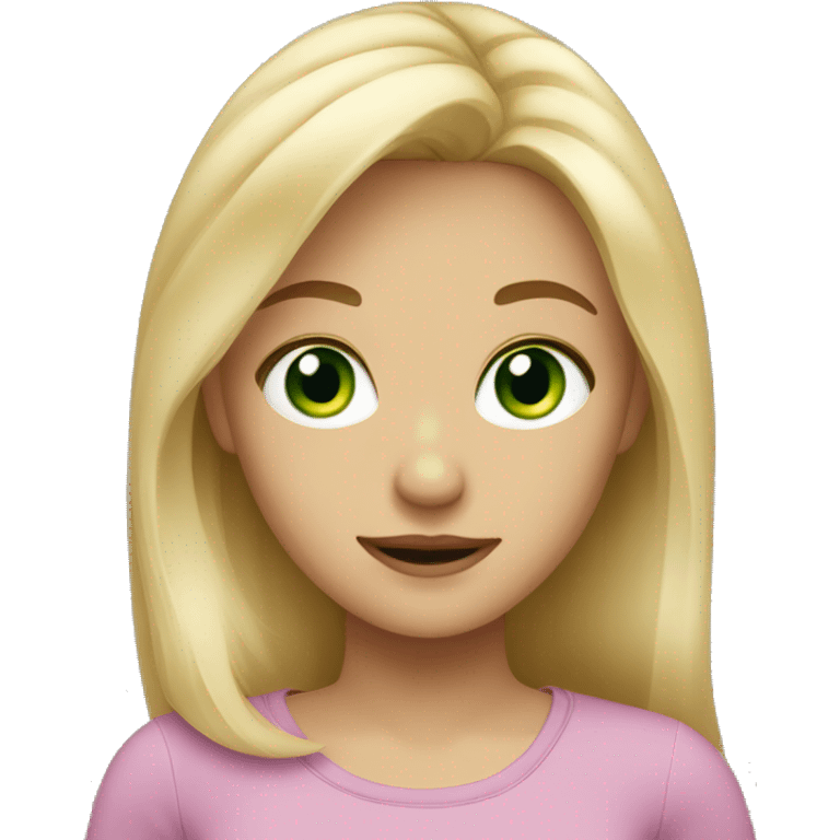 A girl with blond hair, green eyes and some freackles emoji