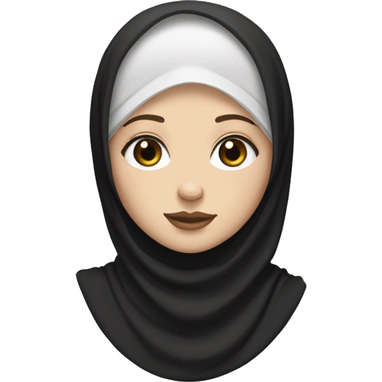 White girl with black eyes wear BLACK hijab emoji