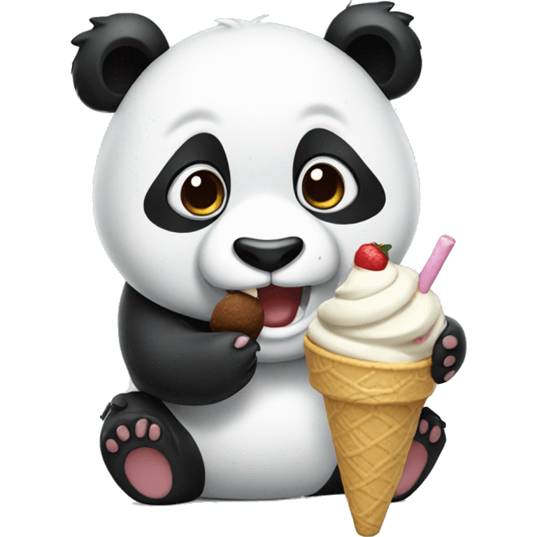 Panda eating ice cream emoji