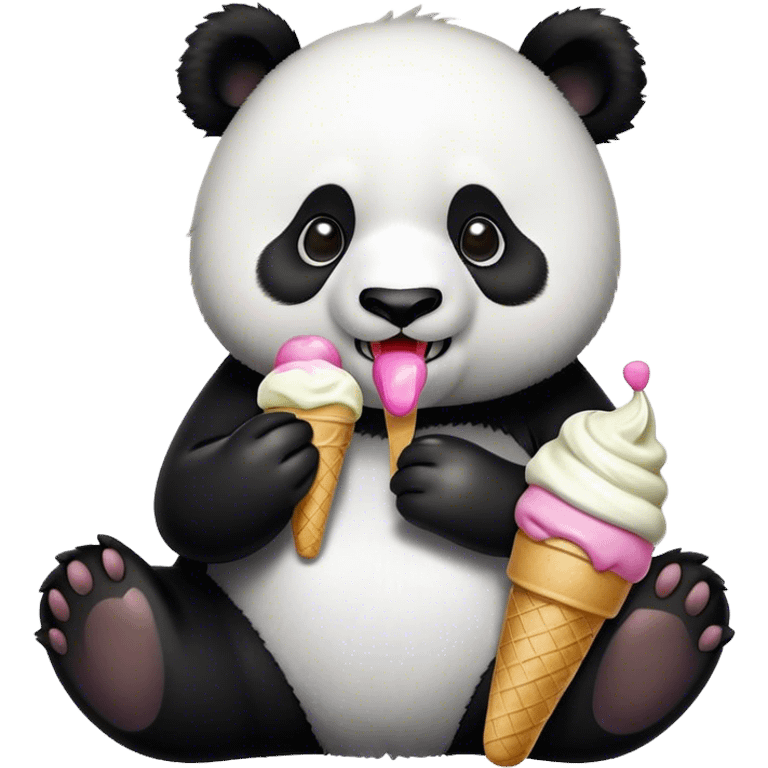 Panda eating ice cream emoji